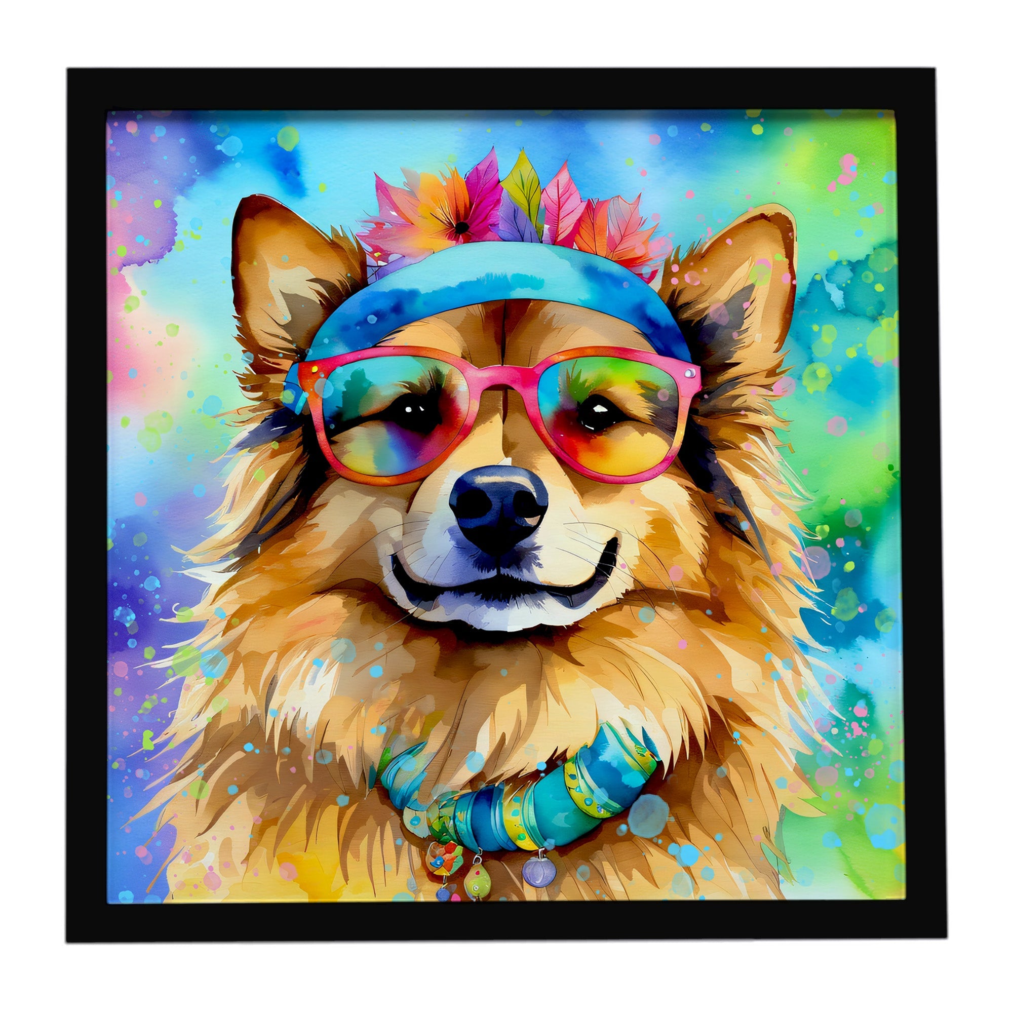 Hippie Dawg Framed Metal Print Bathroom, Kitchen, Office, Home Decor Wall Art Ready to Hang, Square, 8X8