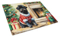 Affenpinscher Cozy Christmas Cutting Board Tempered Glass Kitchen Cutting Surface, Heat Resistant Chopping, Non-Slip Feet, Food Prep & Serving