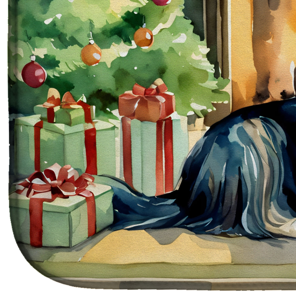 Afghan Hound Cozy Christmas Dish Drying Mat Absorbent Dish Drying Mat Pad for Kitchen Counter Dish Drainer Mat for Countertop, 14 x 21", Multicolor
