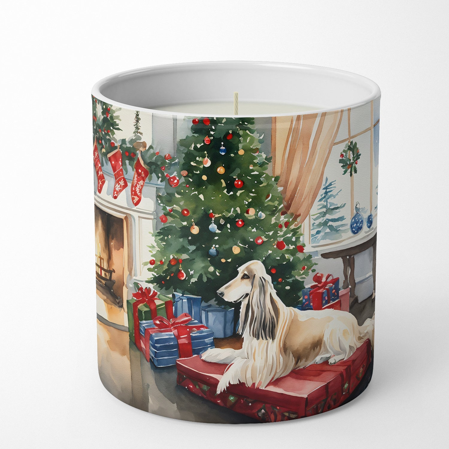 Afghan Hound Cozy Christmas Decorative Soy Candle Nature Soy Wax Essential Oil Home Decor Ideal for Bedroom Kitchen Bath Office Gift, 10 oz