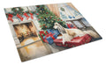 Afghan Hound Cozy Christmas Cutting Board Tempered Glass Kitchen Cutting Surface, Heat Resistant Chopping, Non-Slip Feet, Food Prep & Serving