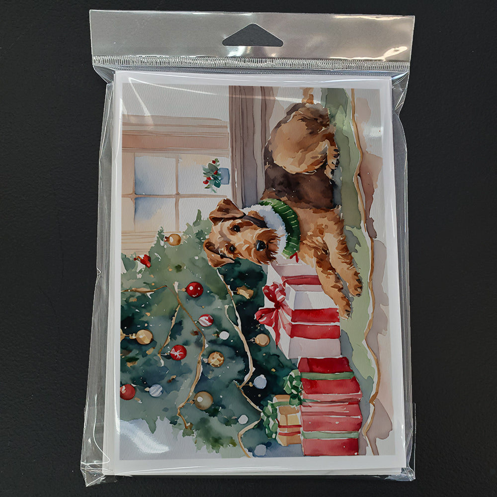Airedale Terrier Cozy Christmas Greeting Cards Pack of 8 Blank Cards with Envelopes Whimsical A7 Size 5x7