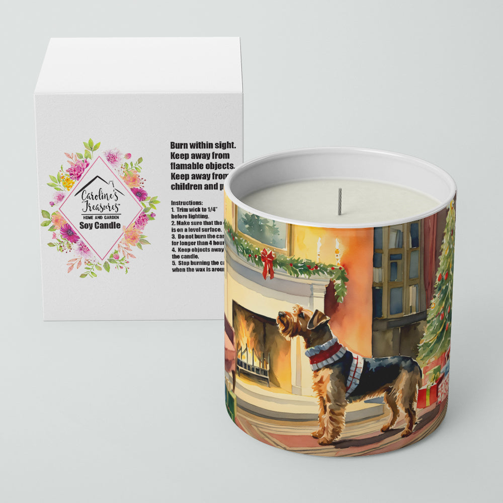 Airedale Terrier Cozy Christmas Decorative Soy Candle Nature Soy Wax Essential Oil Home Decor Ideal for Bedroom Kitchen Bath Office Gift, 10 oz