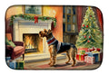 Airedale Terrier Cozy Christmas Dish Drying Mat Absorbent Dish Drying Mat Pad for Kitchen Counter Dish Drainer Mat for Countertop, 14 x 21", Multicolor