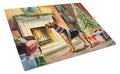 Airedale Terrier Cozy Christmas Cutting Board Tempered Glass Kitchen Cutting Surface, Heat Resistant Chopping, Non-Slip Feet, Food Prep & Serving