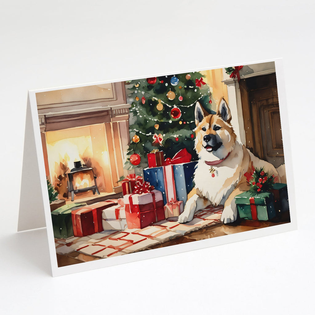 Akita Cozy Christmas Greeting Cards Pack of 8 Blank Cards with Envelopes Whimsical A7 Size 5x7