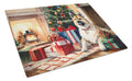 Akita Cozy Christmas Cutting Board Tempered Glass Kitchen Cutting Surface, Heat Resistant Chopping, Non-Slip Feet, Food Prep & Serving