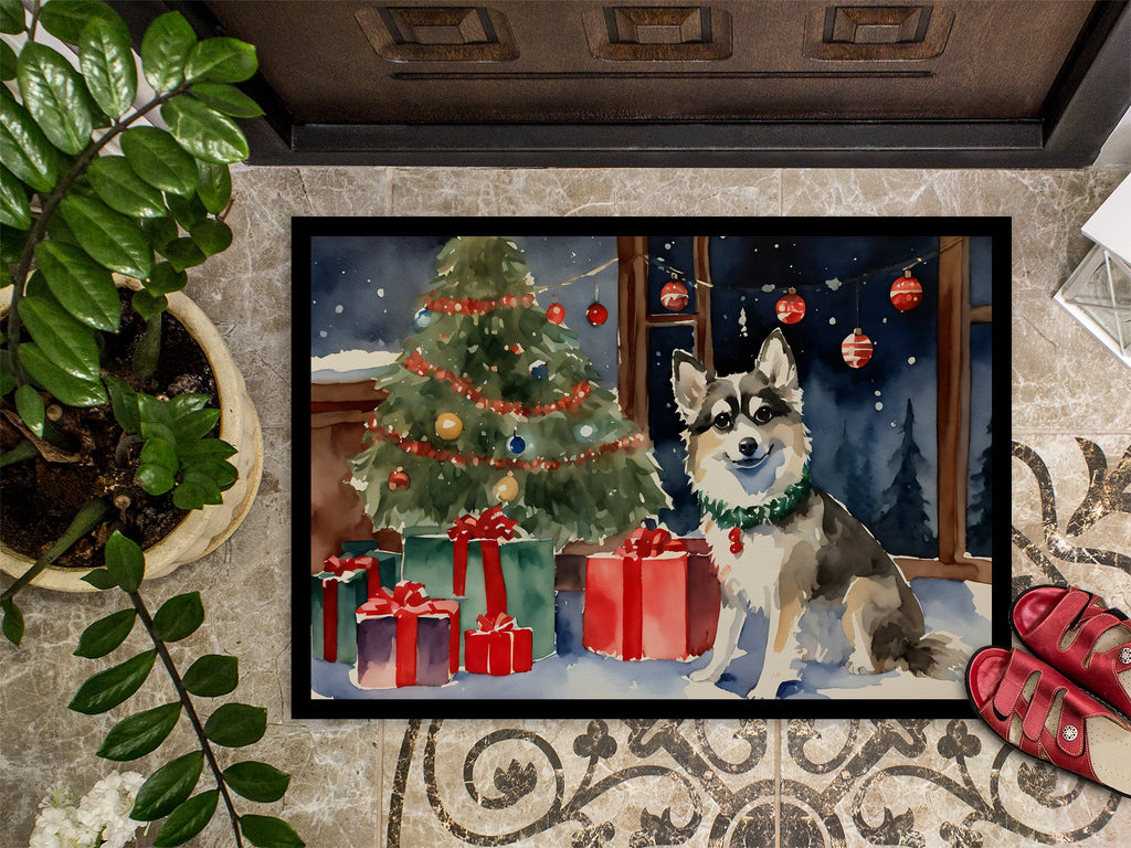 Alaskan Klee Kai Cozy Christmas Doormat Indoor Outdoor 24H X 36W Front Door Mat Rugs for Entryway, Non Slip Washable Low Pile,