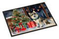 Alaskan Klee Kai Cozy Christmas Doormat Indoor Outdoor 18H X 27W Front Door Mat Rugs for Entryway, Non Slip Washable