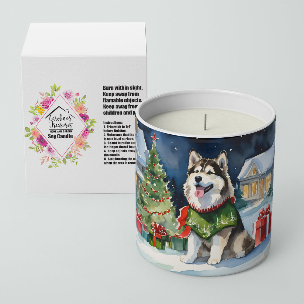 Alaskan Malamute Cozy Christmas Decorative Soy Candle Nature Soy Wax Essential Oil Home Decor Ideal for Bedroom Kitchen Bath Office Gift, 10 oz