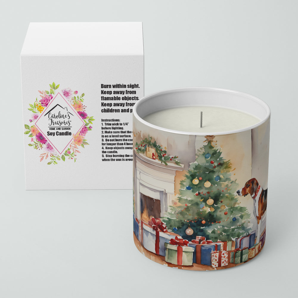 American English Coonhound Cozy Christmas Decorative Soy Candle Nature Soy Wax Essential Oil Home Decor Ideal for Bedroom Kitchen Bath Office Gift, 10 oz