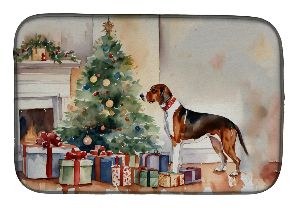 American English Coonhound Cozy Christmas Dish Drying Mat Absorbent Dish Drying Mat Pad for Kitchen Counter Dish Drainer Mat for Countertop, 14 x 21", Multicolor