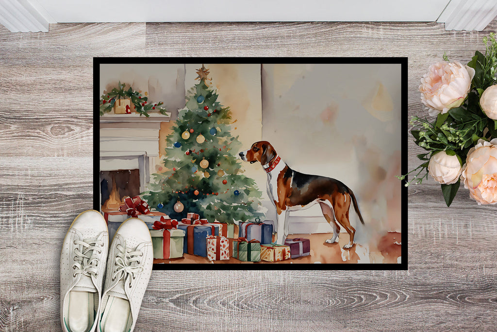 American English Coonhound Cozy Christmas Doormat Indoor Outdoor 24H X 36W Front Door Mat Rugs for Entryway, Non Slip Washable Low Pile,