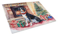 Appenzeller Sennenhund Cozy Christmas Cutting Board Tempered Glass Kitchen Cutting Surface, Heat Resistant Chopping, Non-Slip Feet, Food Prep & Serving