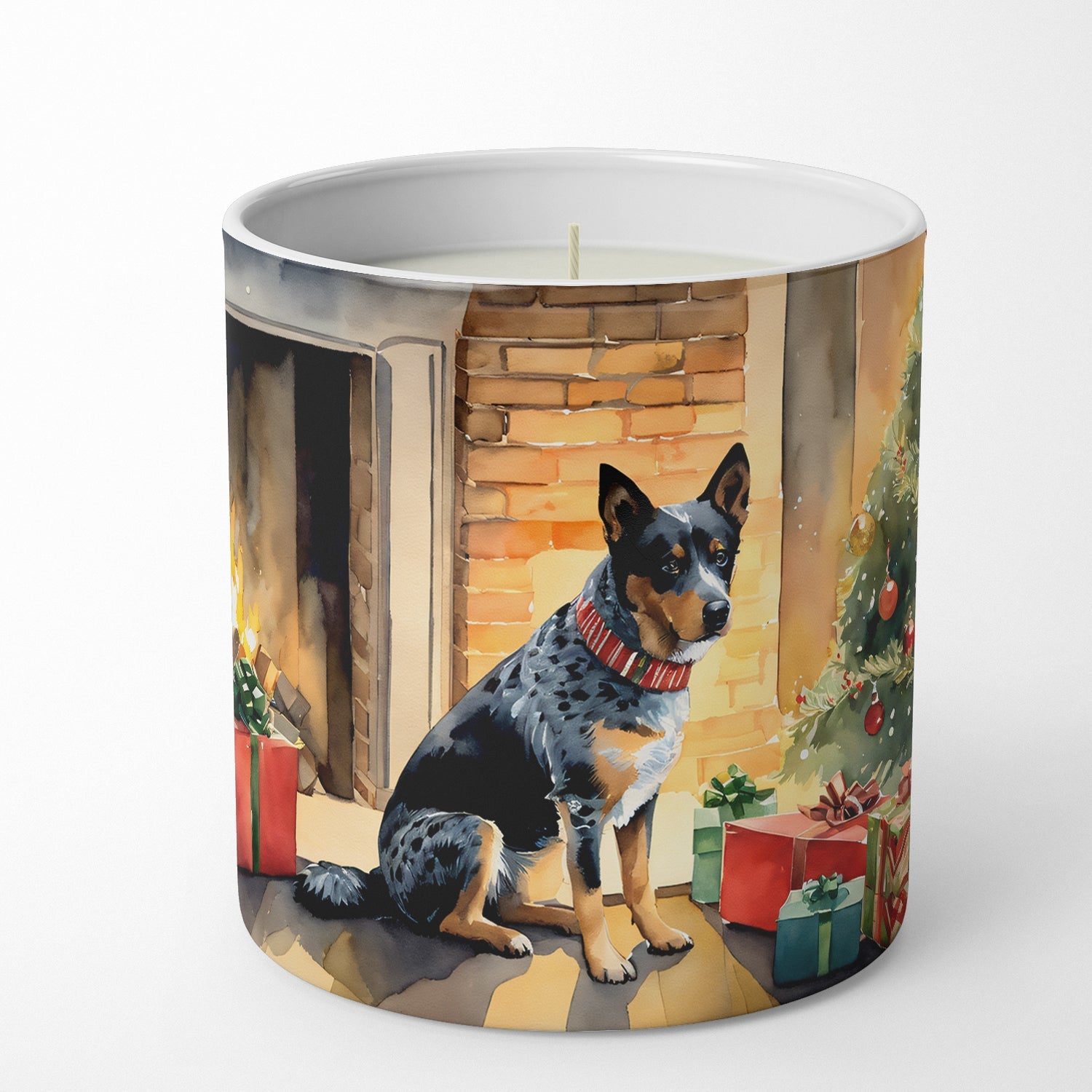 Australian Cattle Dog Cozy Christmas Decorative Soy Candle Nature Soy Wax Essential Oil Home Decor Ideal for Bedroom Kitchen Bath Office Gift, 10 oz