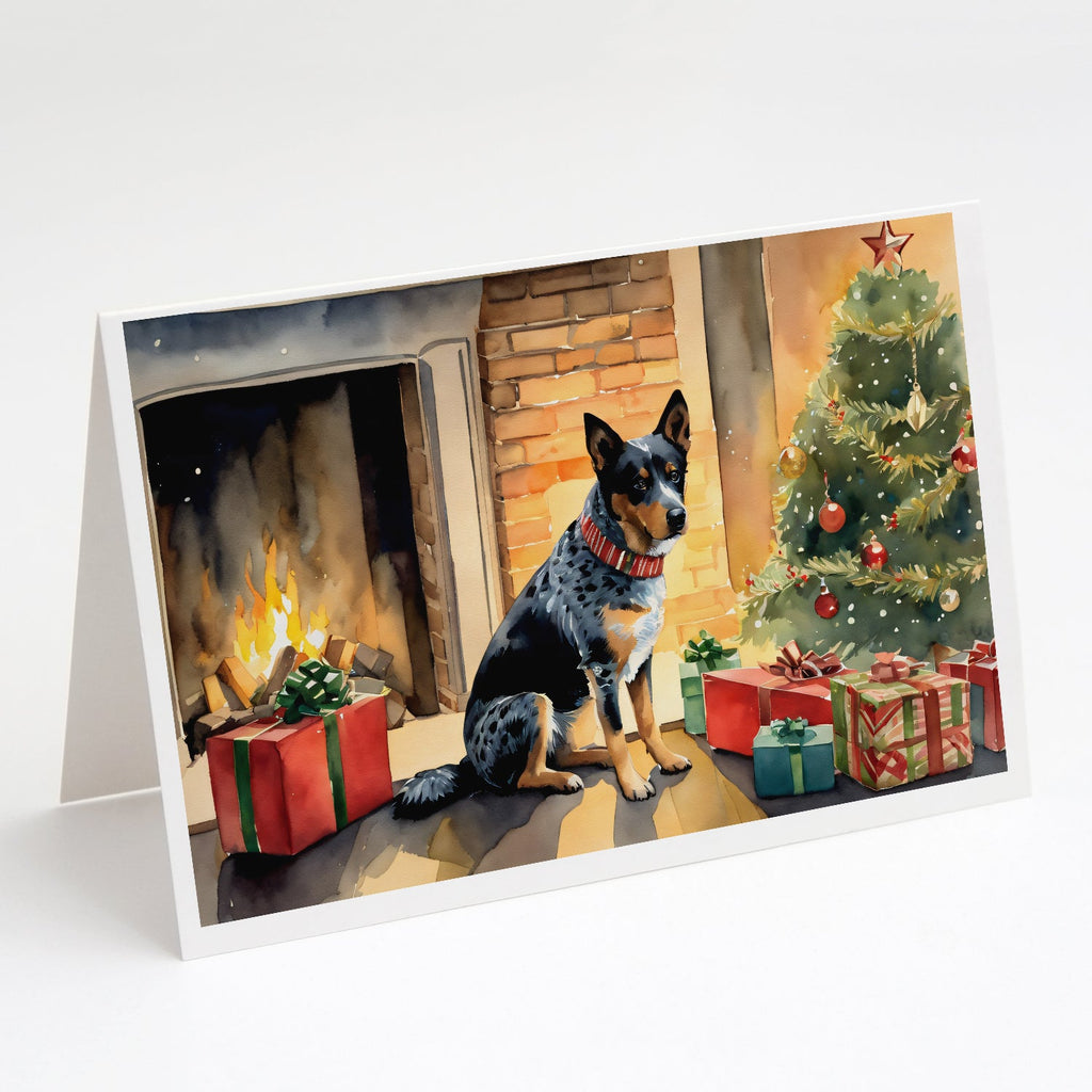Australian Cattle Dog Cozy Christmas Greeting Cards Pack of 8 Blank Cards with Envelopes Whimsical A7 Size 5x7
