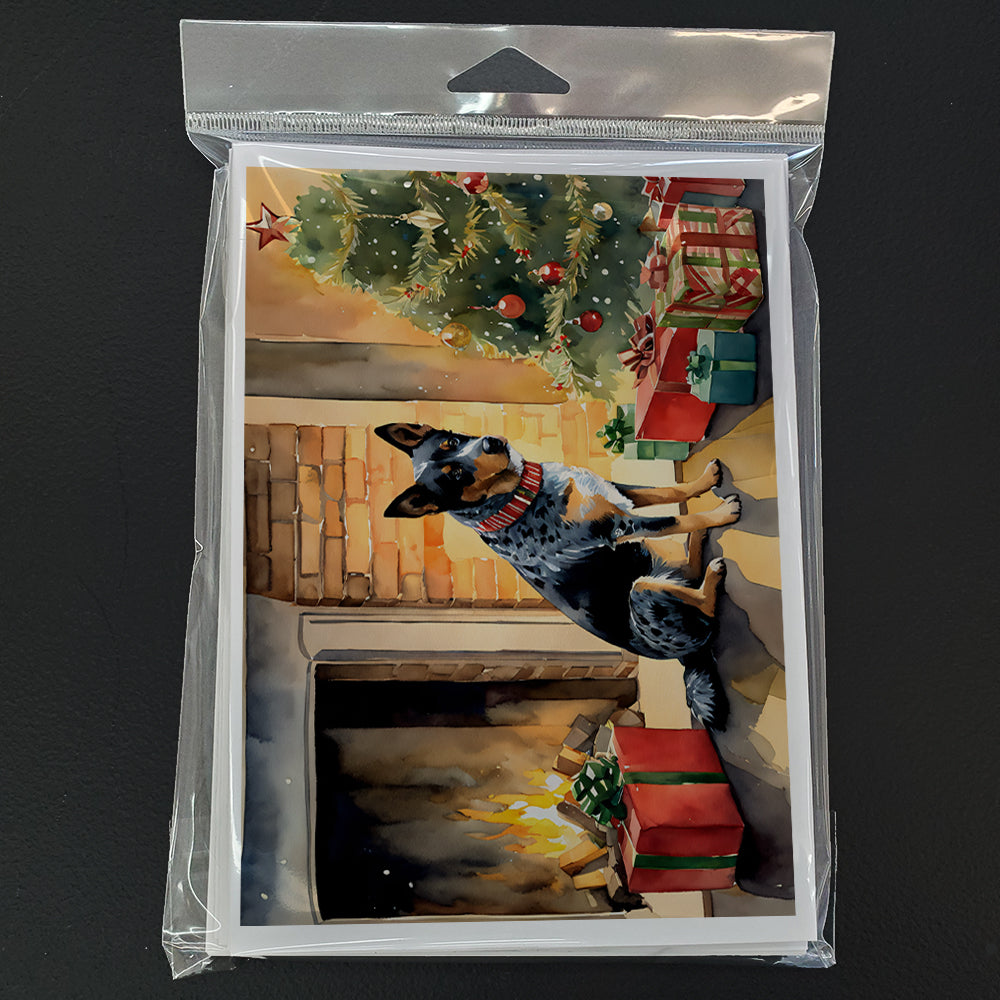 Australian Cattle Dog Cozy Christmas Greeting Cards Pack of 8 Blank Cards with Envelopes Whimsical A7 Size 5x7