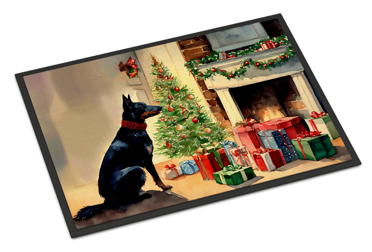 Australian Kelpie Cozy Christmas Doormat Indoor Outdoor 24H X 36W Front Door Mat Rugs for Entryway, Non Slip Washable Low Pile,