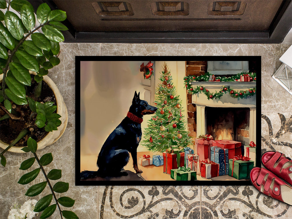 Australian Kelpie Cozy Christmas Doormat Indoor Outdoor 18H X 27W Front Door Mat Rugs for Entryway, Non Slip Washable