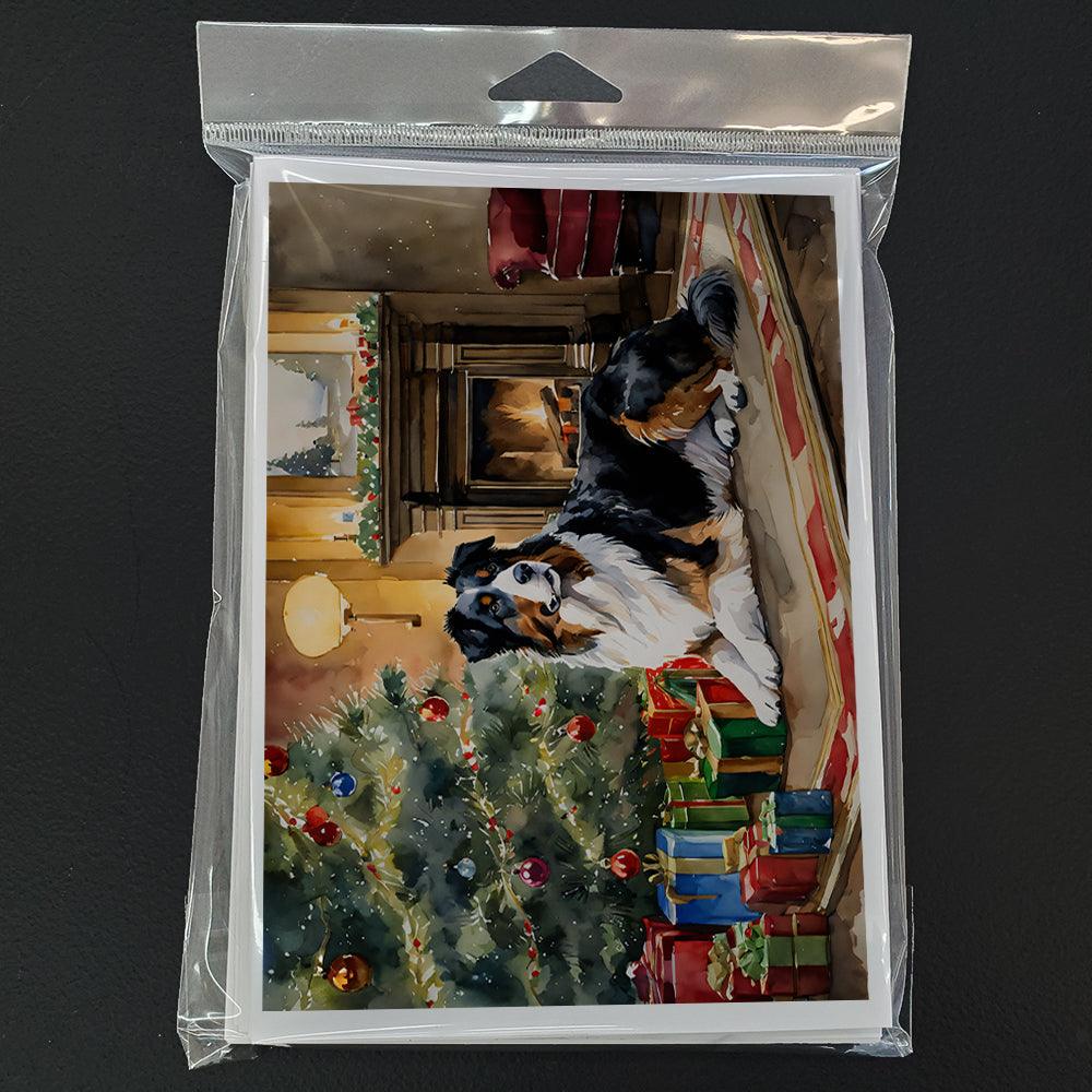 Australian Shepherd Cozy Christmas Greeting Cards Pack of 8 Blank Cards with Envelopes Whimsical A7 Size 5x7