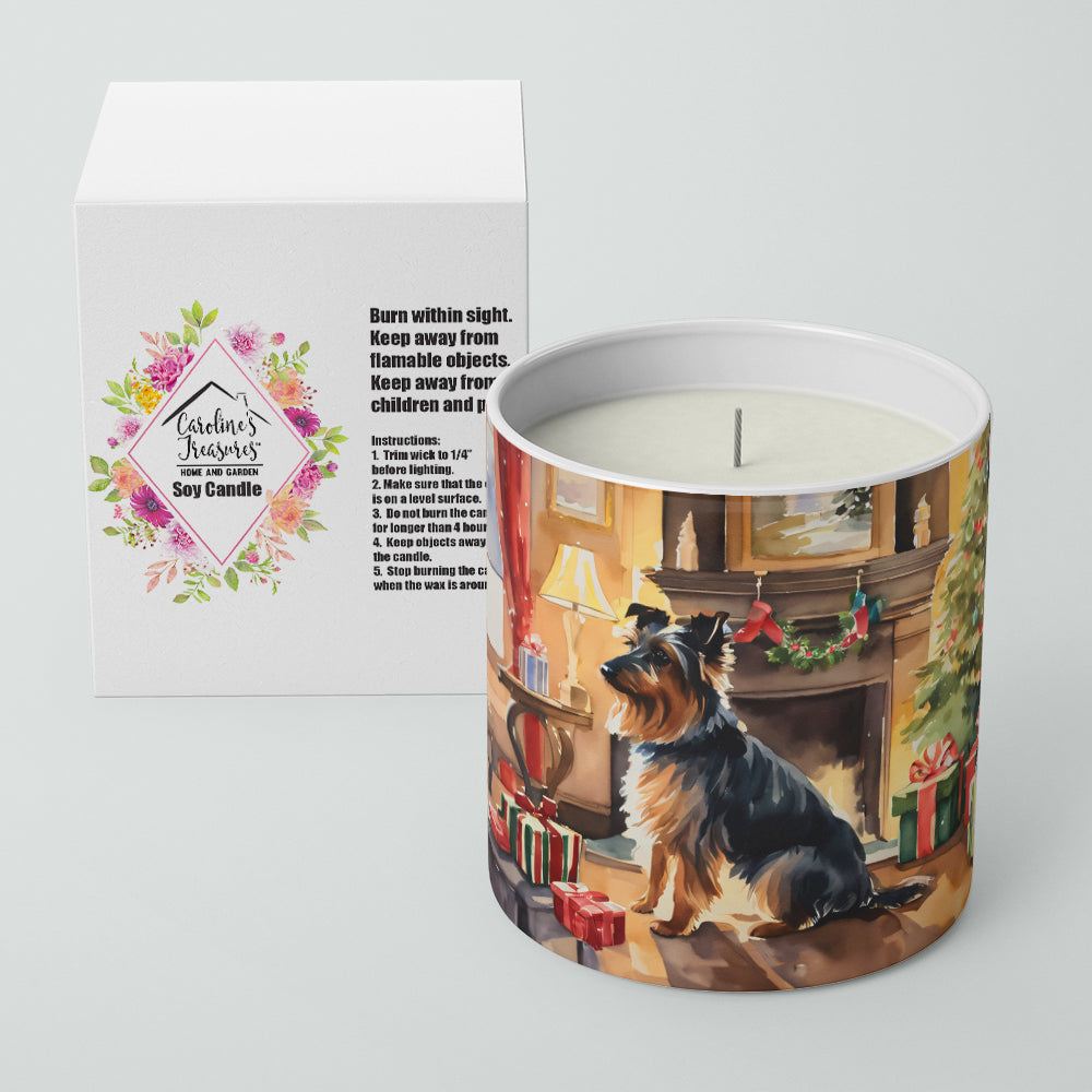 Australian Terrier Cozy Christmas Decorative Soy Candle Nature Soy Wax Essential Oil Home Decor Ideal for Bedroom Kitchen Bath Office Gift, 10 oz