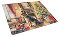 Australian Terrier Cozy Christmas Cutting Board Tempered Glass Kitchen Cutting Surface, Heat Resistant Chopping, Non-Slip Feet, Food Prep & Serving