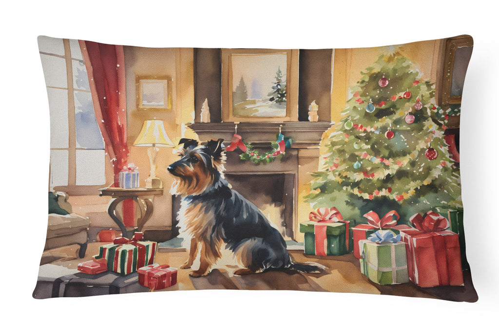 Australian Terrier Cozy Christmas Decorative Throw Pillow 12x16 Indoor Outdoor Accent Cushion, Fabric Cover with Insert for Sofa, Bed, Porch & Living Room