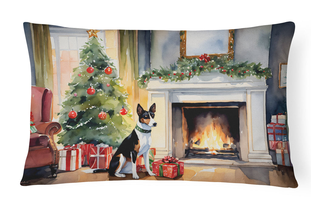 Basenji Cozy Christmas Decorative Throw Pillow 12x16 Indoor Outdoor Accent Cushion, Fabric Cover with Insert for Sofa, Bed, Porch & Living Room