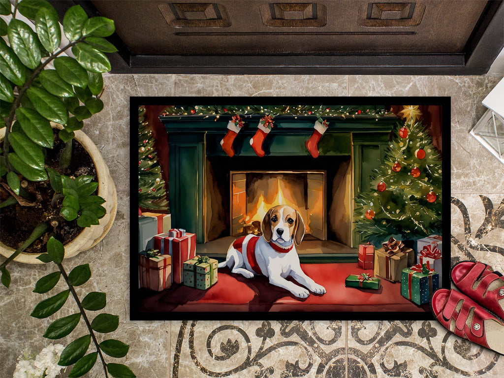 Beagle Cozy Christmas Doormat Indoor Outdoor 18H X 27W Front Door Mat Rugs for Entryway, Non Slip Washable