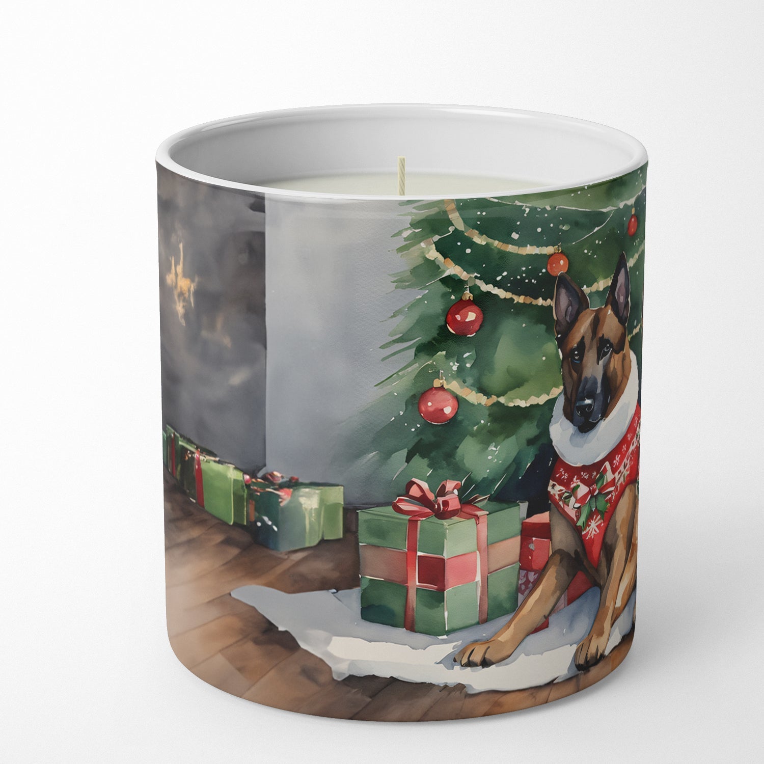 Belgian Malinois Cozy Christmas Decorative Soy Candle Nature Soy Wax Essential Oil Home Decor Ideal for Bedroom Kitchen Bath Office Gift, 10 oz