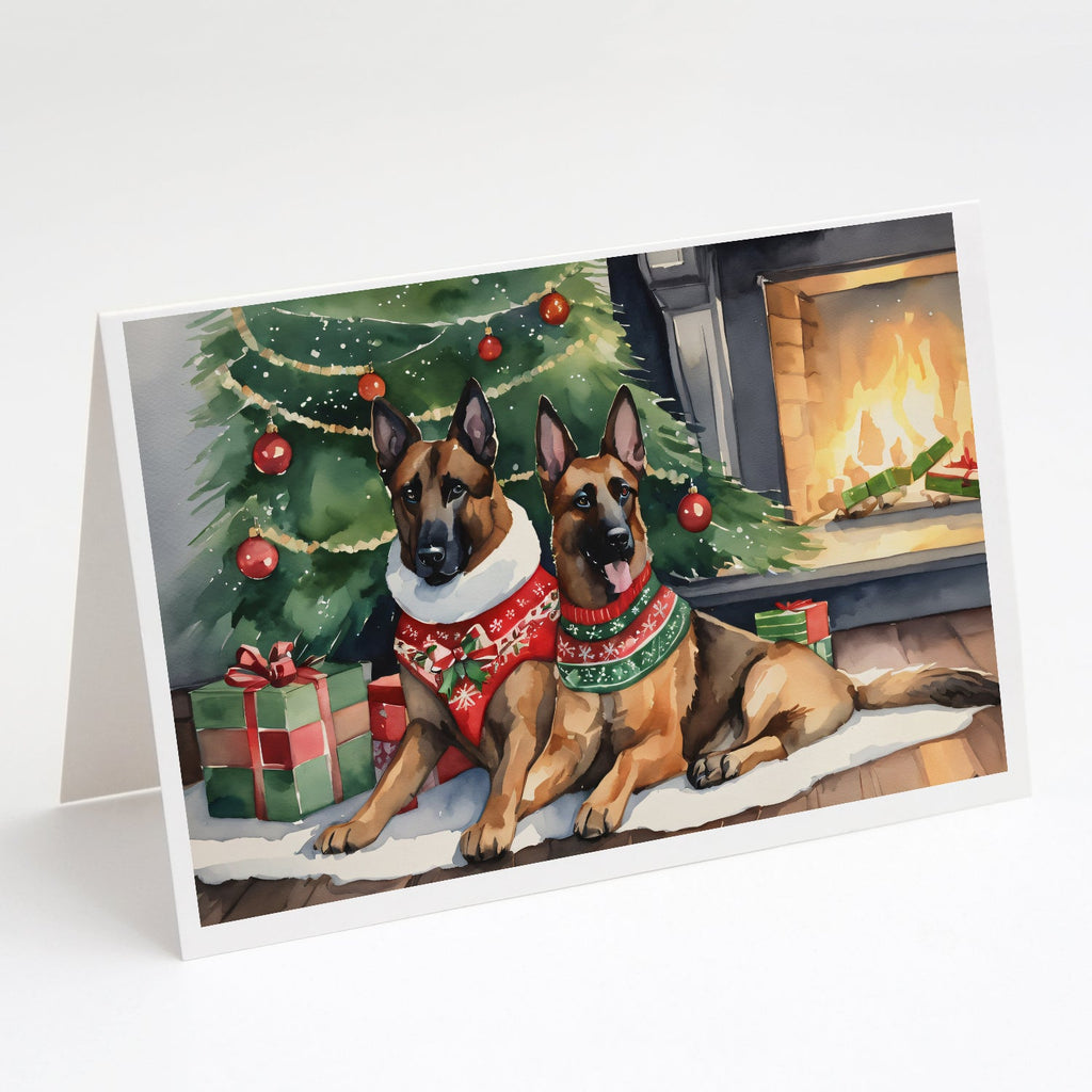 Belgian Malinois Cozy Christmas Greeting Cards Pack of 8 Blank Cards with Envelopes Whimsical A7 Size 5x7