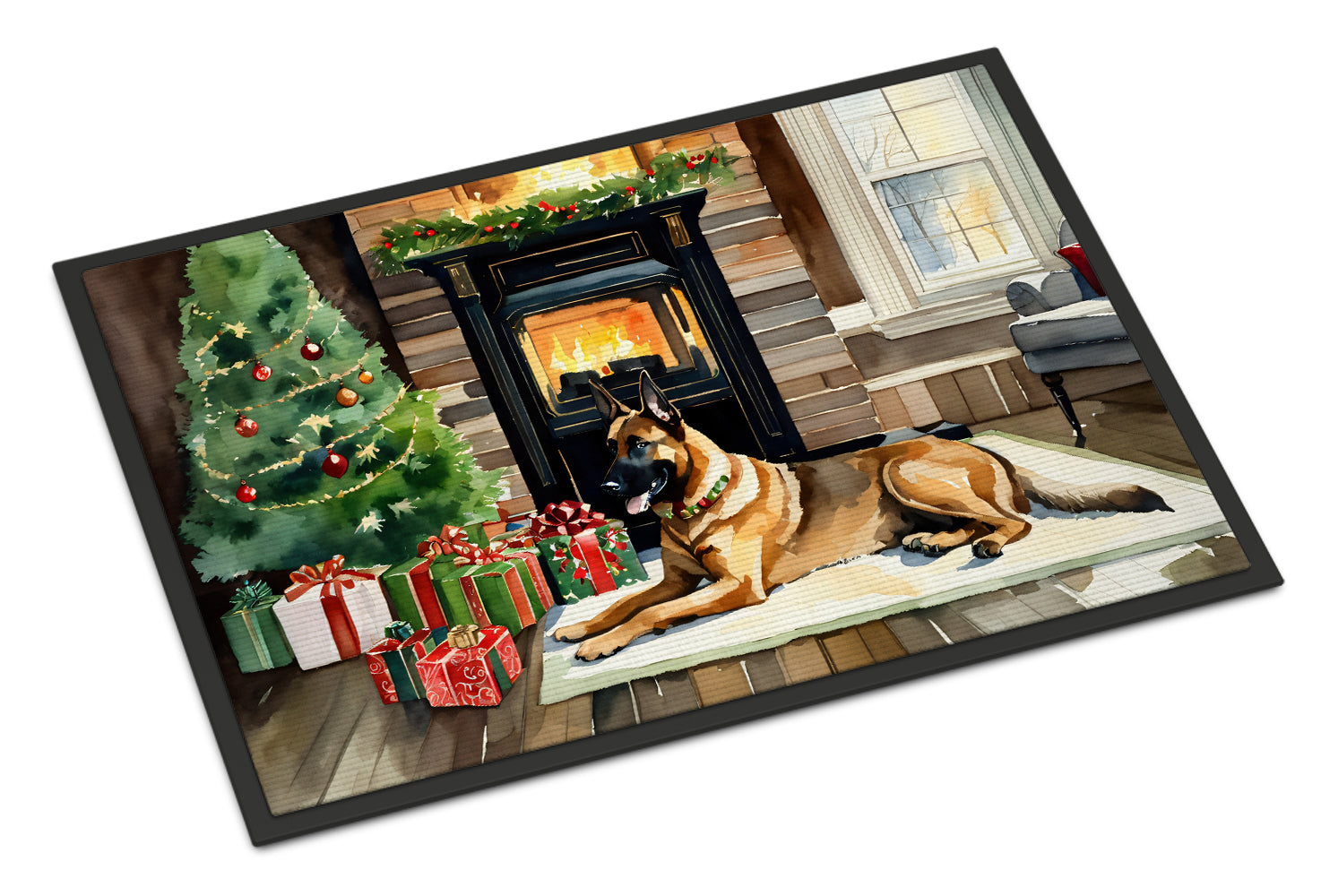 Belgian Malinois Cozy Christmas Doormat Indoor Outdoor 24H X 36W Front Door Mat Rugs for Entryway, Non Slip Washable Low Pile,