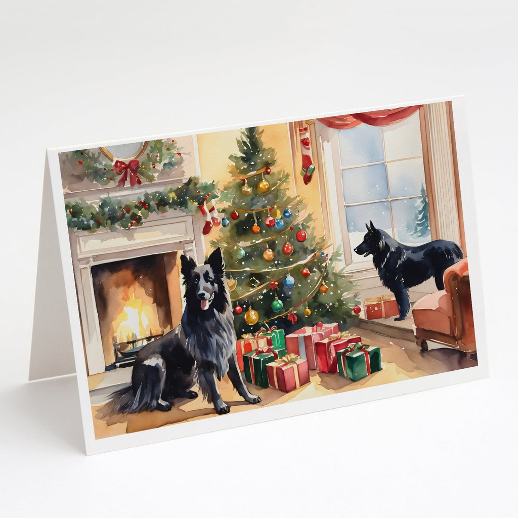 Belgian Sheepdog Cozy Christmas Greeting Cards Pack of 8 Blank Cards with Envelopes Whimsical A7 Size 5x7