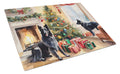 Belgian Sheepdog Cozy Christmas Cutting Board Tempered Glass Kitchen Cutting Surface, Heat Resistant Chopping, Non-Slip Feet, Food Prep & Serving