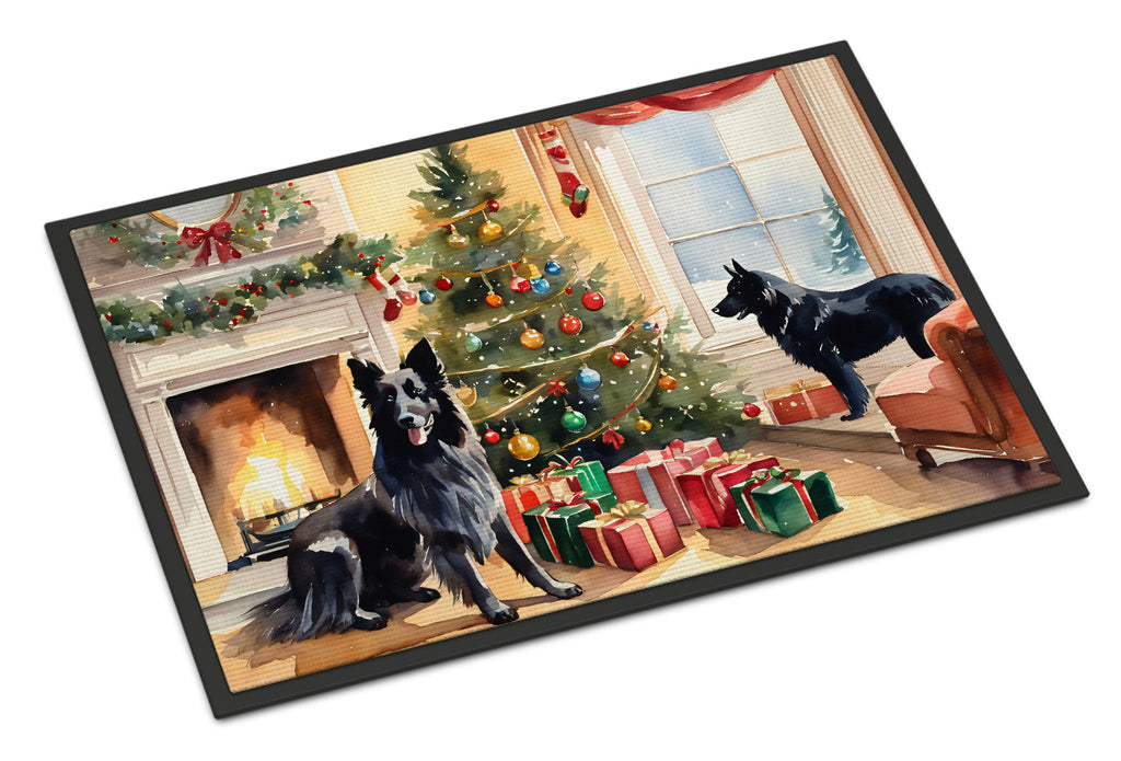 Belgian Sheepdog Cozy Christmas Doormat Indoor Outdoor 18H X 27W Front Door Mat Rugs for Entryway, Non Slip Washable