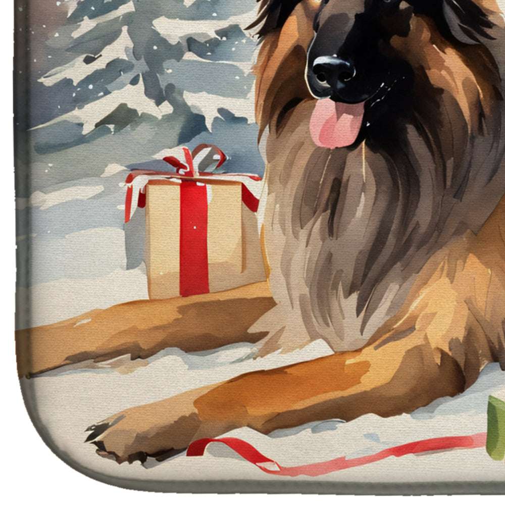 Belgian Tervuren Cozy Christmas Dish Drying Mat Absorbent Dish Drying Mat Pad for Kitchen Counter Dish Drainer Mat for Countertop, 14 x 21", Multicolor