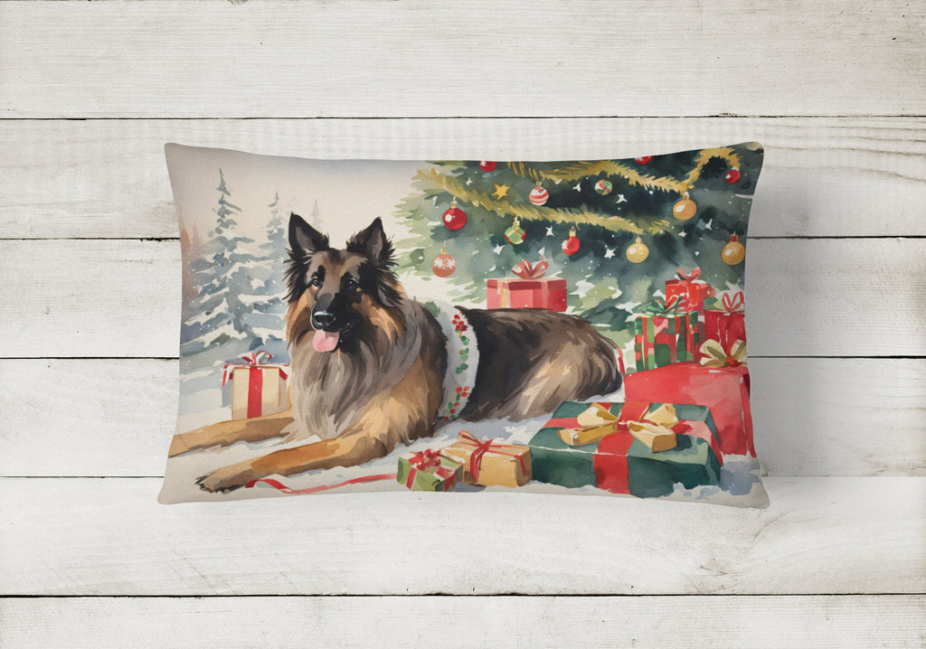 Belgian Tervuren Cozy Christmas Decorative Throw Pillow 12x16 Indoor Outdoor Accent Cushion, Fabric Cover with Insert for Sofa, Bed, Porch & Living Room