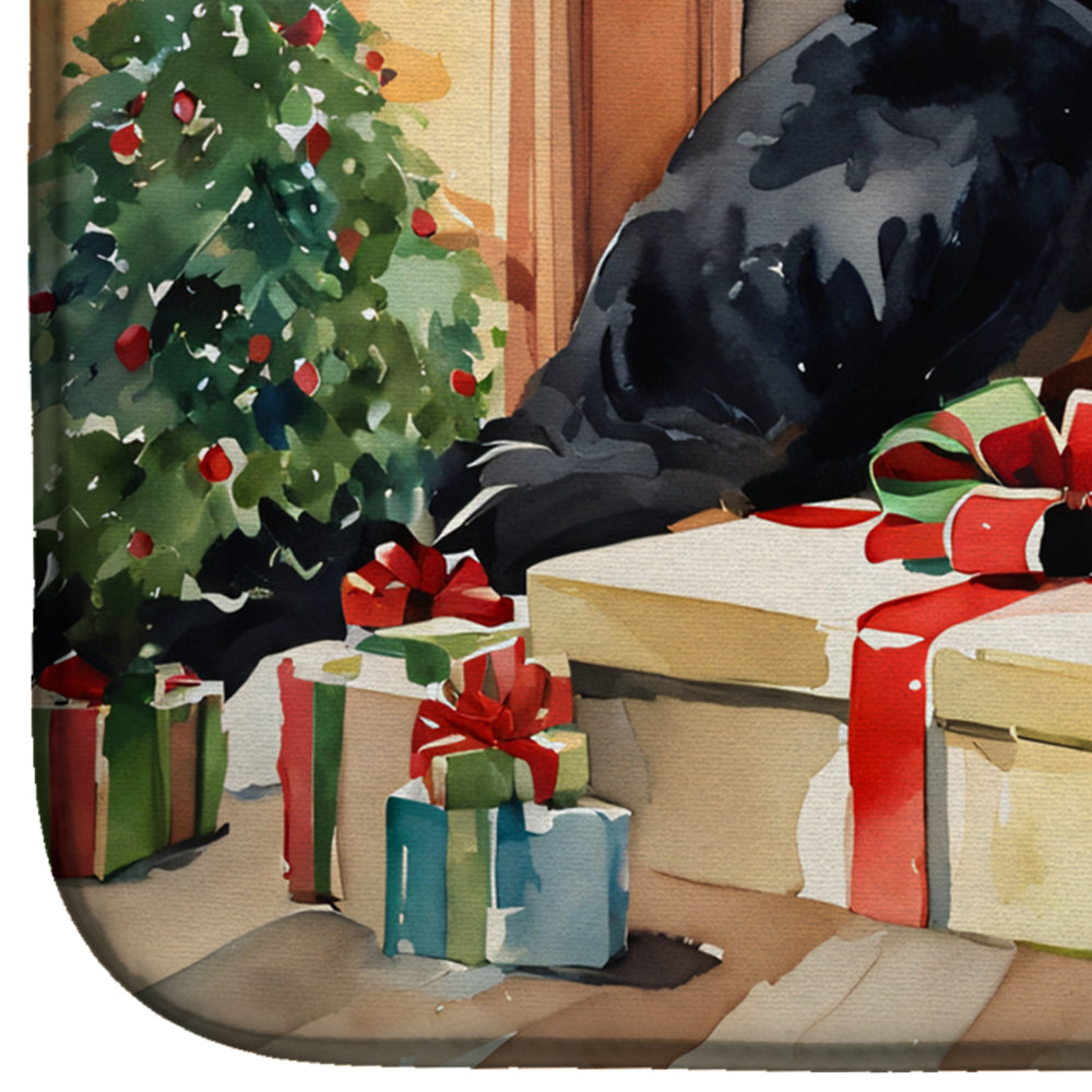 Bernese Mountain Dog Cozy Christmas Dish Drying Mat Absorbent Dish Drying Mat Pad for Kitchen Counter Dish Drainer Mat for Countertop, 14 x 21", Multicolor