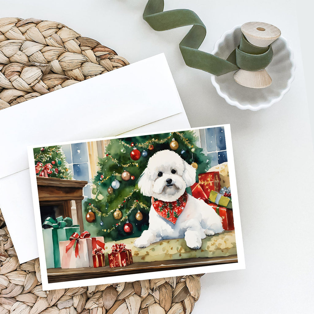 Bichon Frise Cozy Christmas Greeting Cards Pack of 8 Blank Cards with Envelopes Whimsical A7 Size 5x7