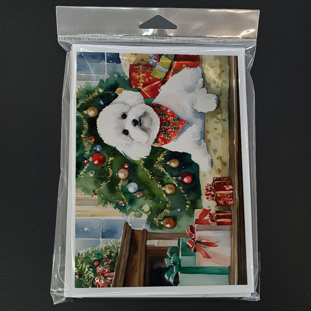Bichon Frise Cozy Christmas Greeting Cards Pack of 8 Blank Cards with Envelopes Whimsical A7 Size 5x7