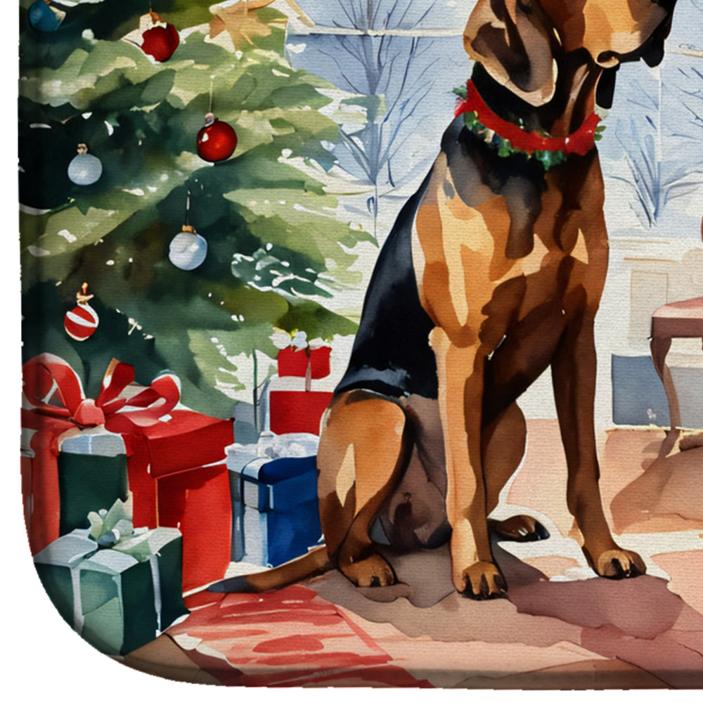 Bloodhound Cozy Christmas Dish Drying Mat Absorbent Dish Drying Mat Pad for Kitchen Counter Dish Drainer Mat for Countertop, 14 x 21", Multicolor