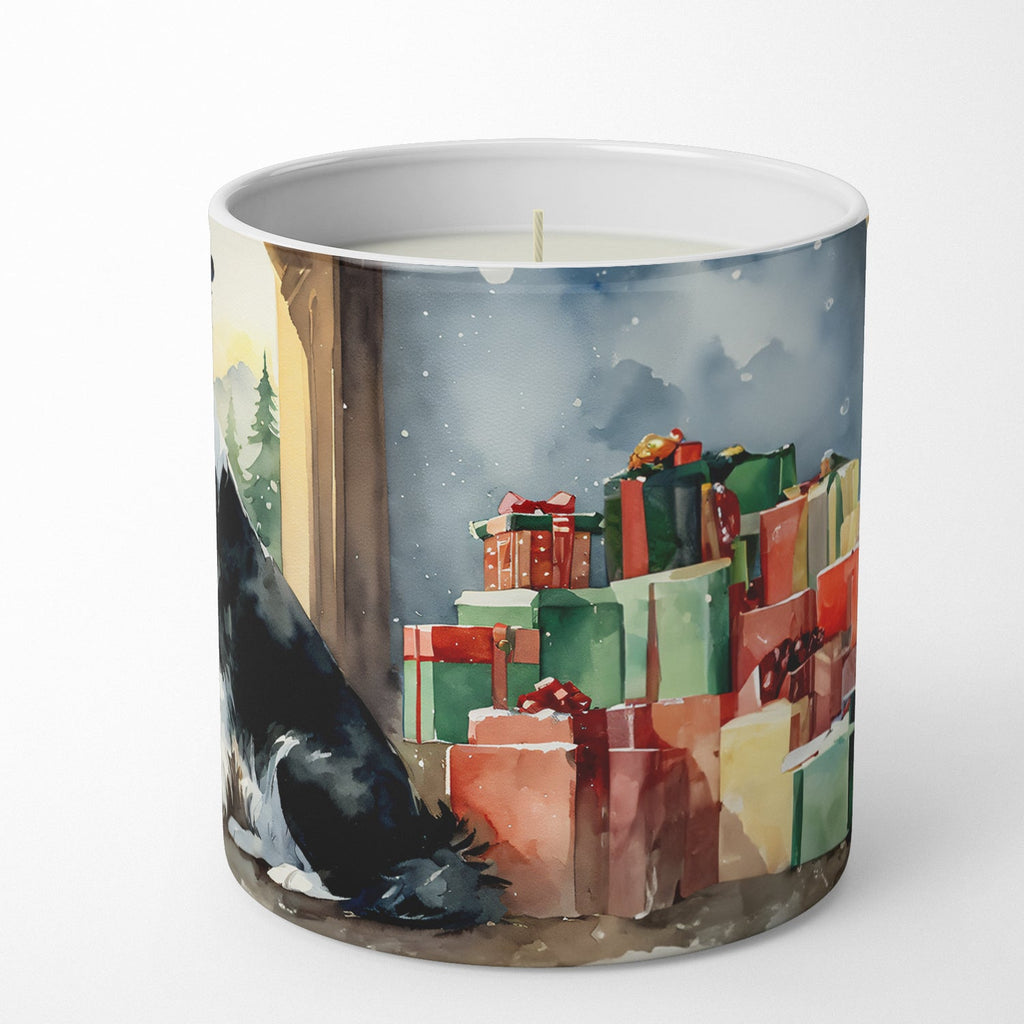 Border Collie Cozy Christmas Decorative Soy Candle Nature Soy Wax Essential Oil Home Decor Ideal for Bedroom Kitchen Bath Office Gift, 10 oz