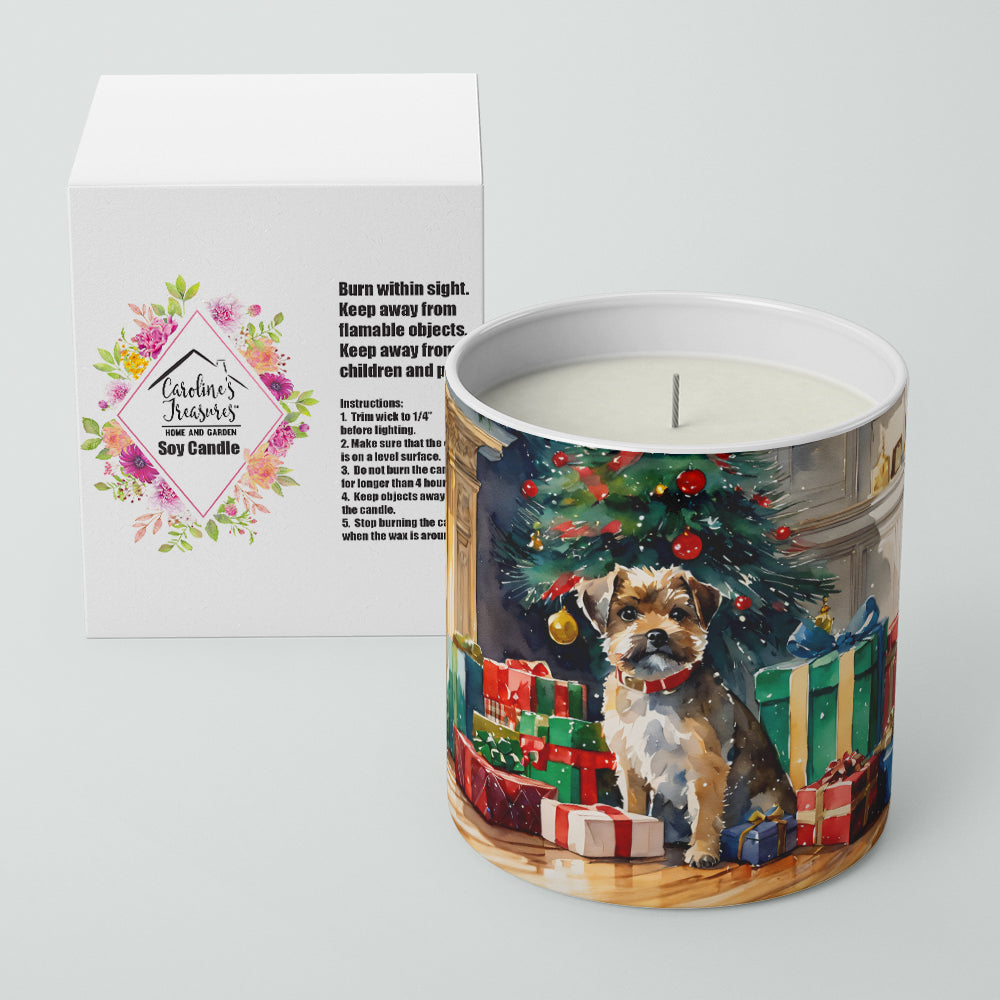 Border Terrier Cozy Christmas Decorative Soy Candle Nature Soy Wax Essential Oil Home Decor Ideal for Bedroom Kitchen Bath Office Gift, 10 oz