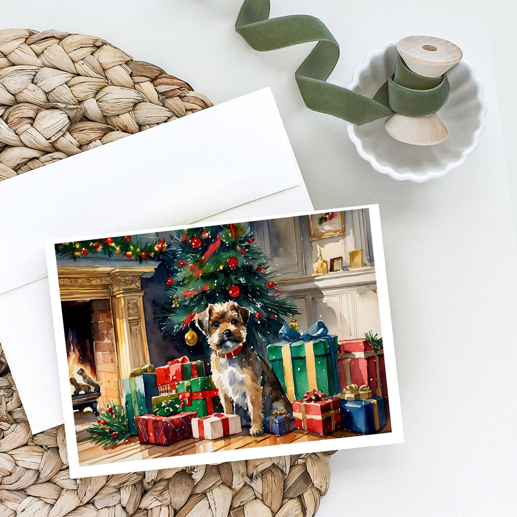 Border Terrier Cozy Christmas Greeting Cards Pack of 8 Blank Cards with Envelopes Whimsical A7 Size 5x7