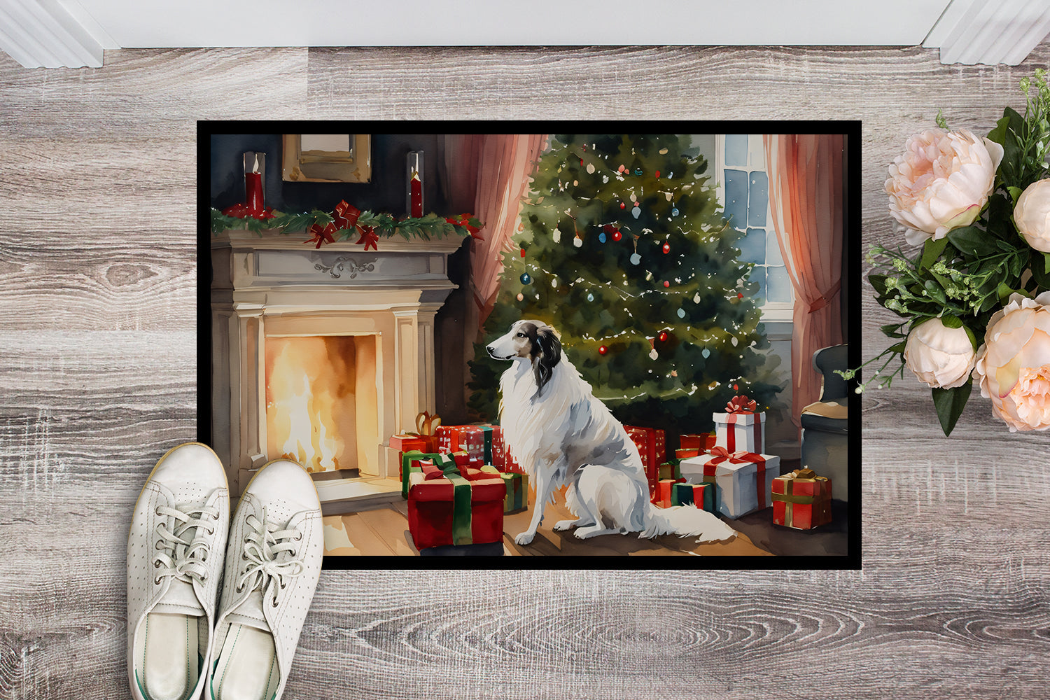 Borzoi Cozy Christmas Doormat Indoor Outdoor 18H X 27W Front Door Mat Rugs for Entryway, Non Slip Washable