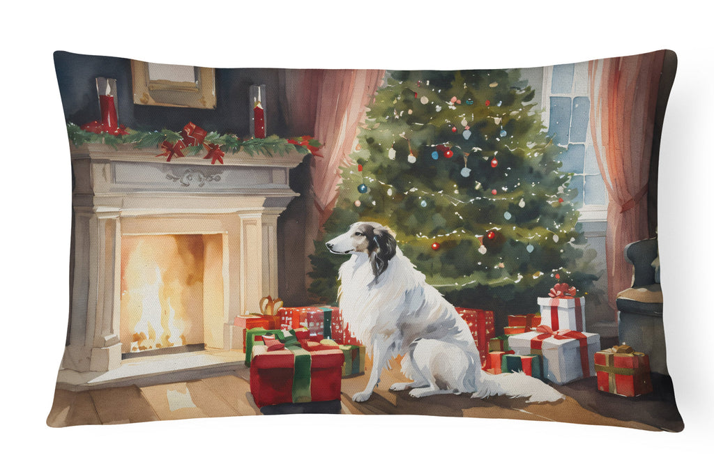 Borzoi Cozy Christmas Decorative Throw Pillow 12x16 Indoor Outdoor Accent Cushion, Fabric Cover with Insert for Sofa, Bed, Porch & Living Room