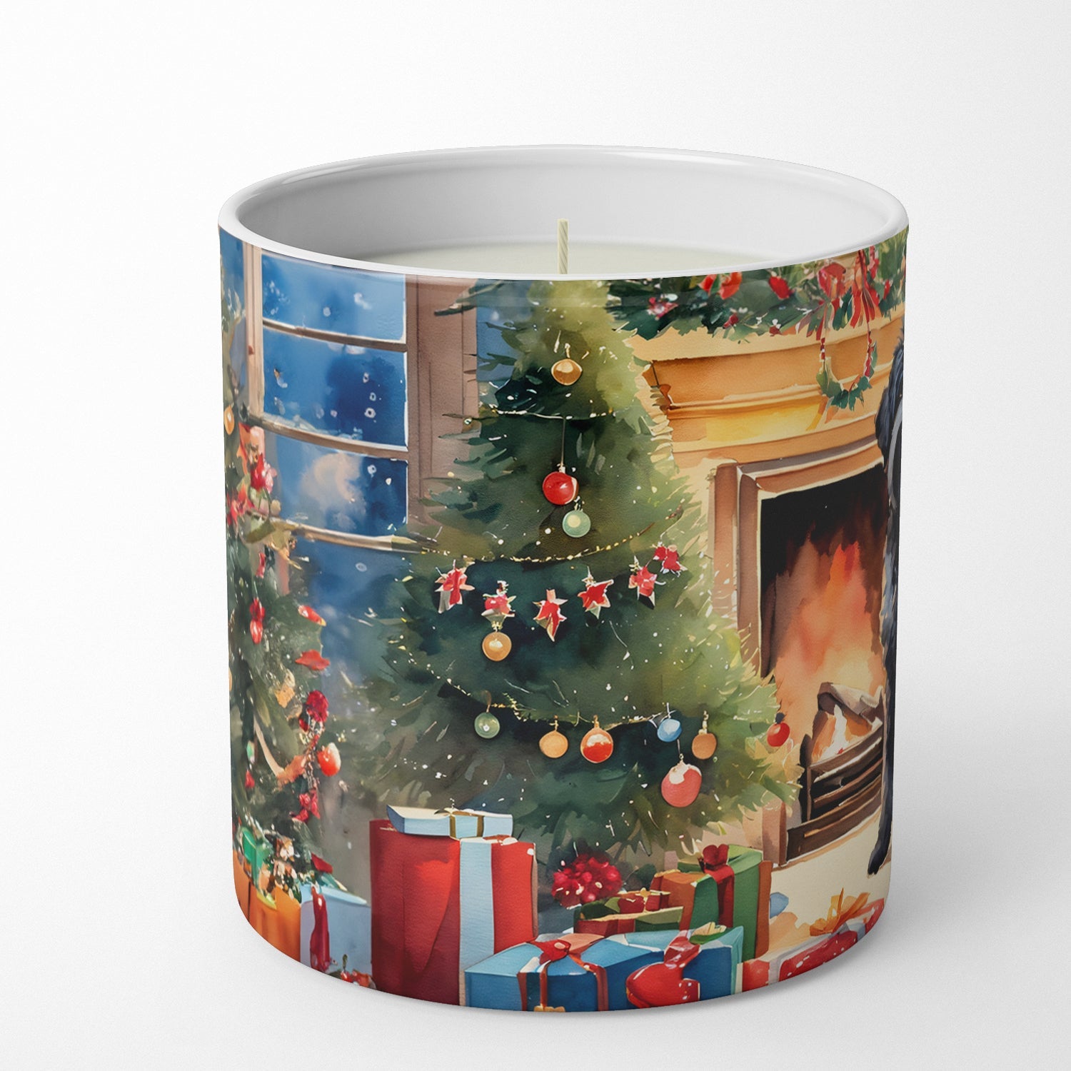 Bouvier des Flandres Cozy Christmas Decorative Soy Candle Nature Soy Wax Essential Oil Home Decor Ideal for Bedroom Kitchen Bath Office Gift, 10 oz