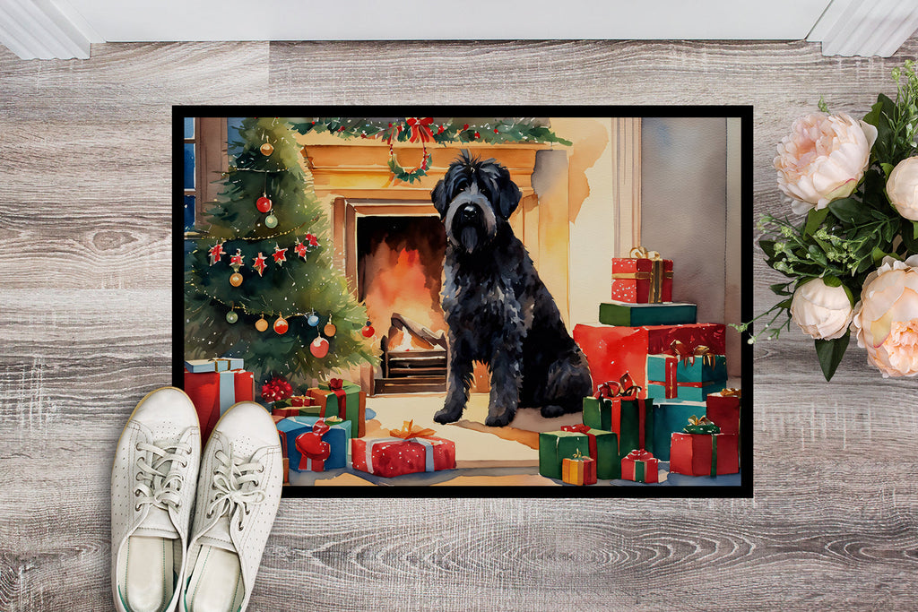 Bouvier des Flandres Cozy Christmas Doormat Indoor Outdoor 24H X 36W Front Door Mat Rugs for Entryway, Non Slip Washable Low Pile,