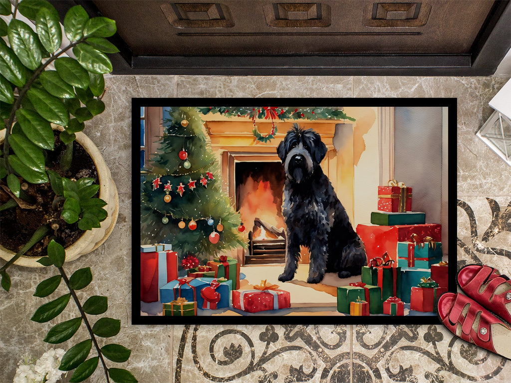 Bouvier des Flandres Cozy Christmas Doormat Indoor Outdoor 24H X 36W Front Door Mat Rugs for Entryway, Non Slip Washable Low Pile,
