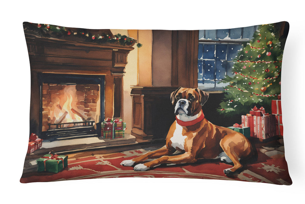 Boxer Cozy Christmas Decorative Throw Pillow 12x16 Indoor Outdoor Accent Cushion, Fabric Cover with Insert for Sofa, Bed, Porch & Living Room